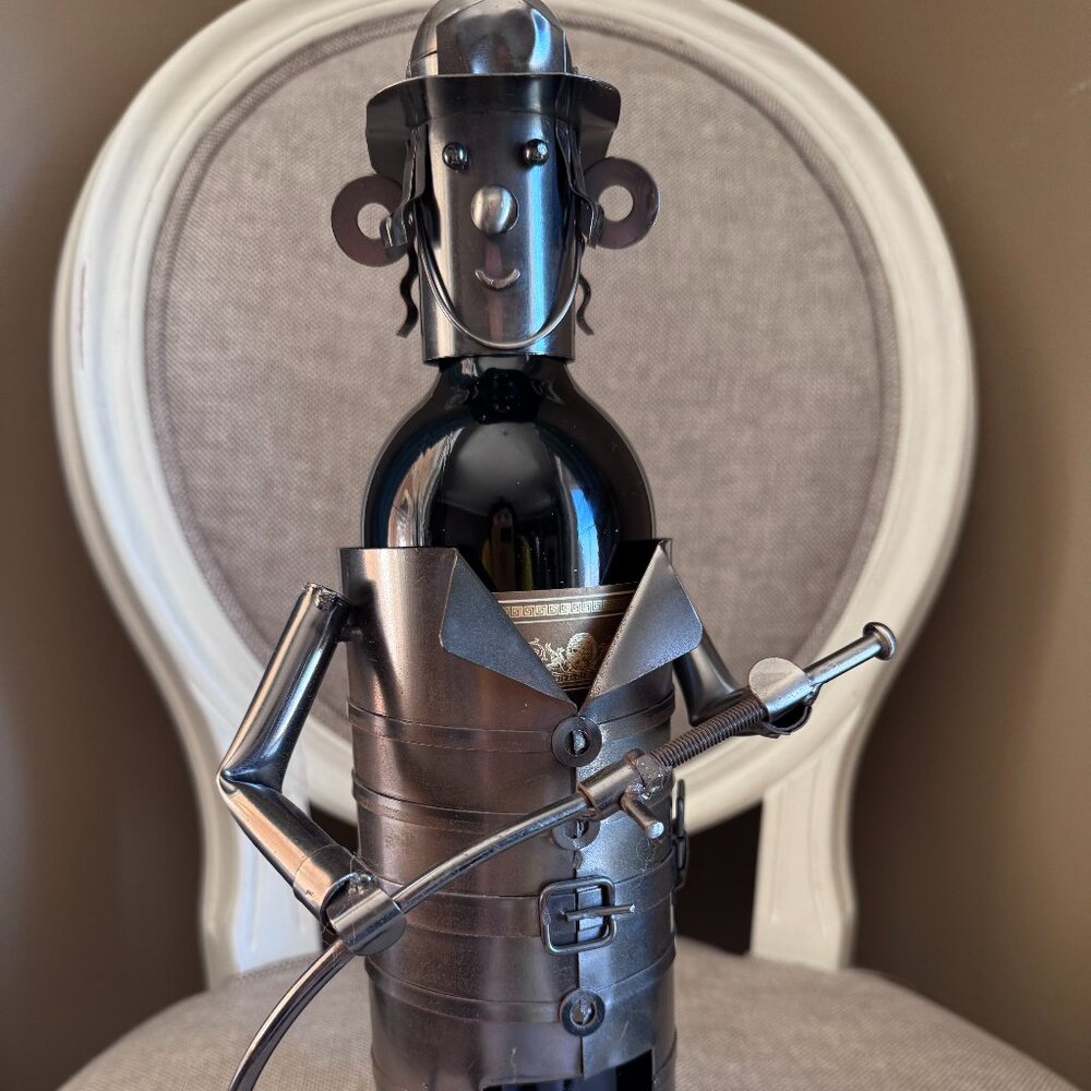 Handcrafted Wine Bottle Holder (Firefighter Design)